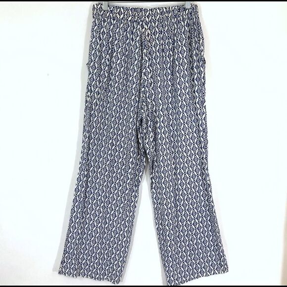Magic Tie Front Pull On High Waist Striped Comfort Pants Size L - Picture 4 of 6
